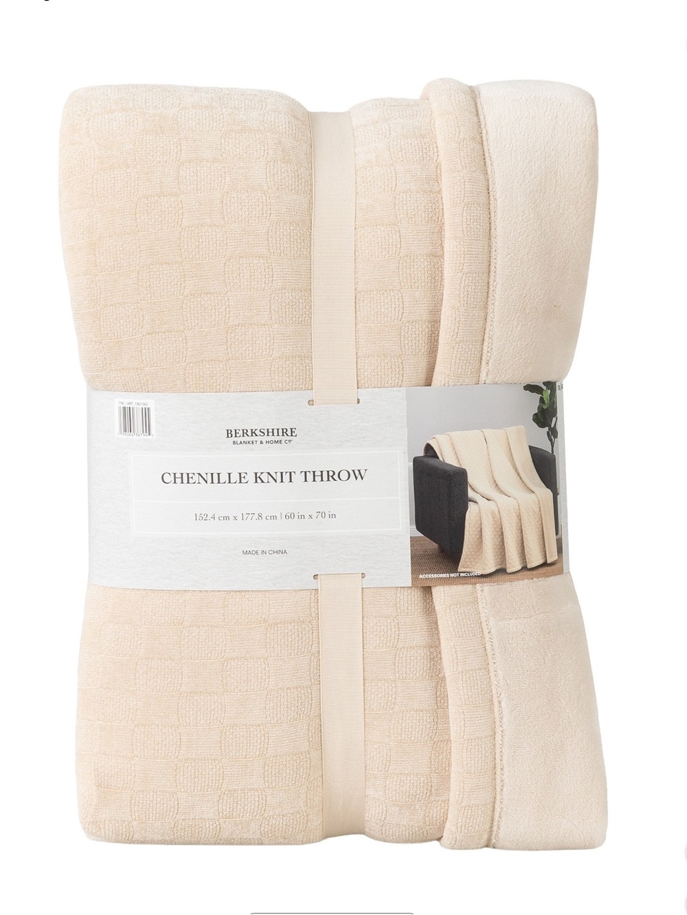 Berkshire Throw Cream Reversible Plush Chenille 60x70 Cozy Machine Washable